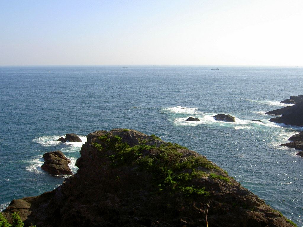 Rocky cape and open Pacific Ocean at Irozaki
